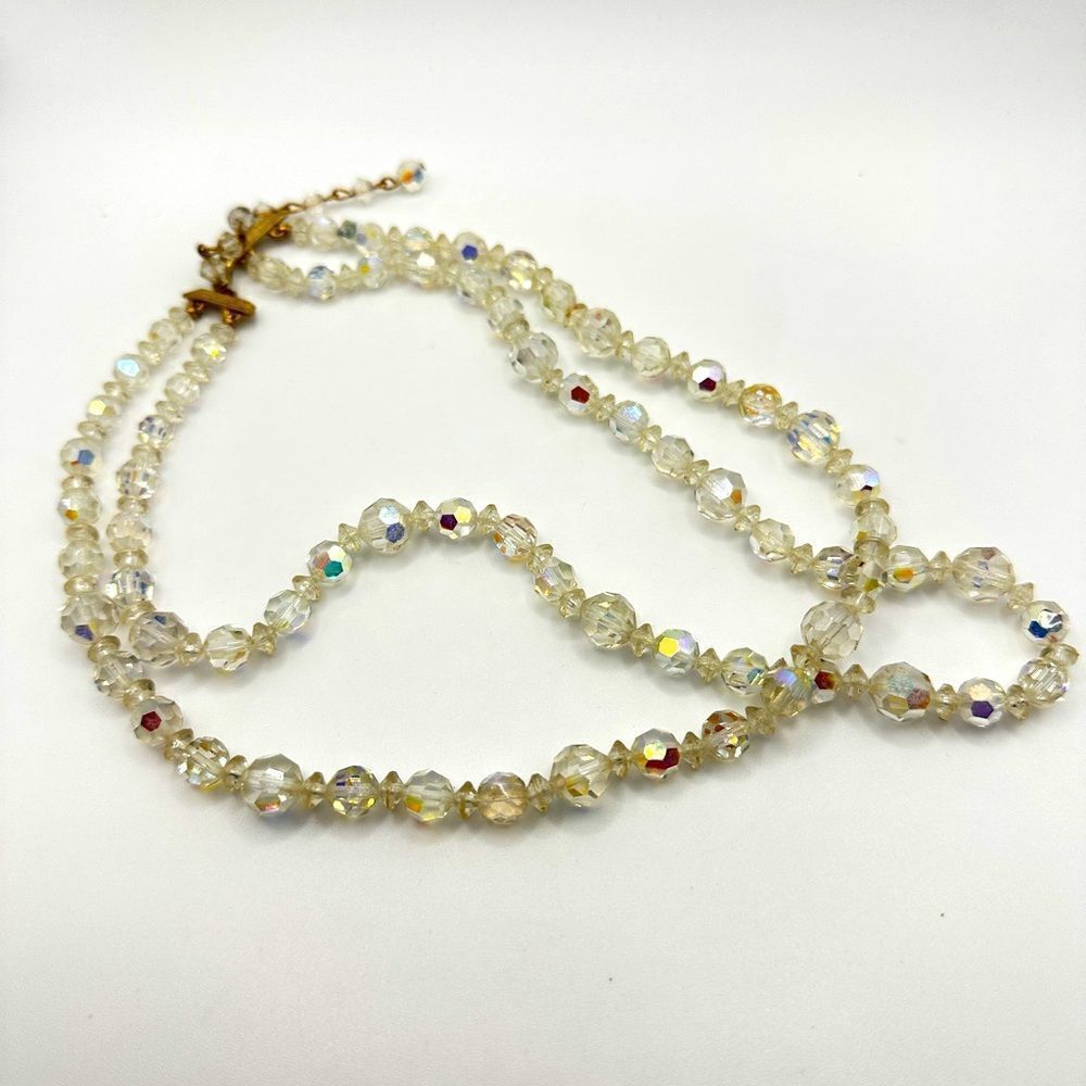 Vintage Lisner Aurora Borealis‎ crystal double strand necklace!